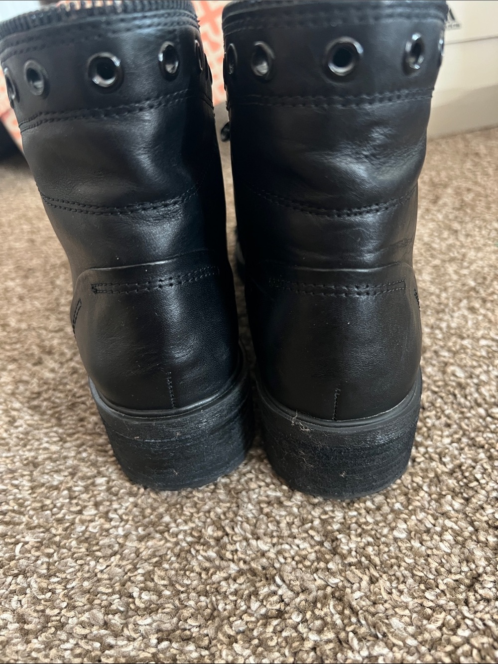 Gianni Bini Black Leather Ankle Boots with Studded Tongue - Picture 4 of 10